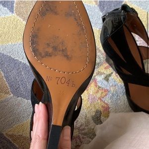 BLACK PEEP TOE PLATFORM WEDGE SANDALS NO 704b PATENT LEATHER SUEDE